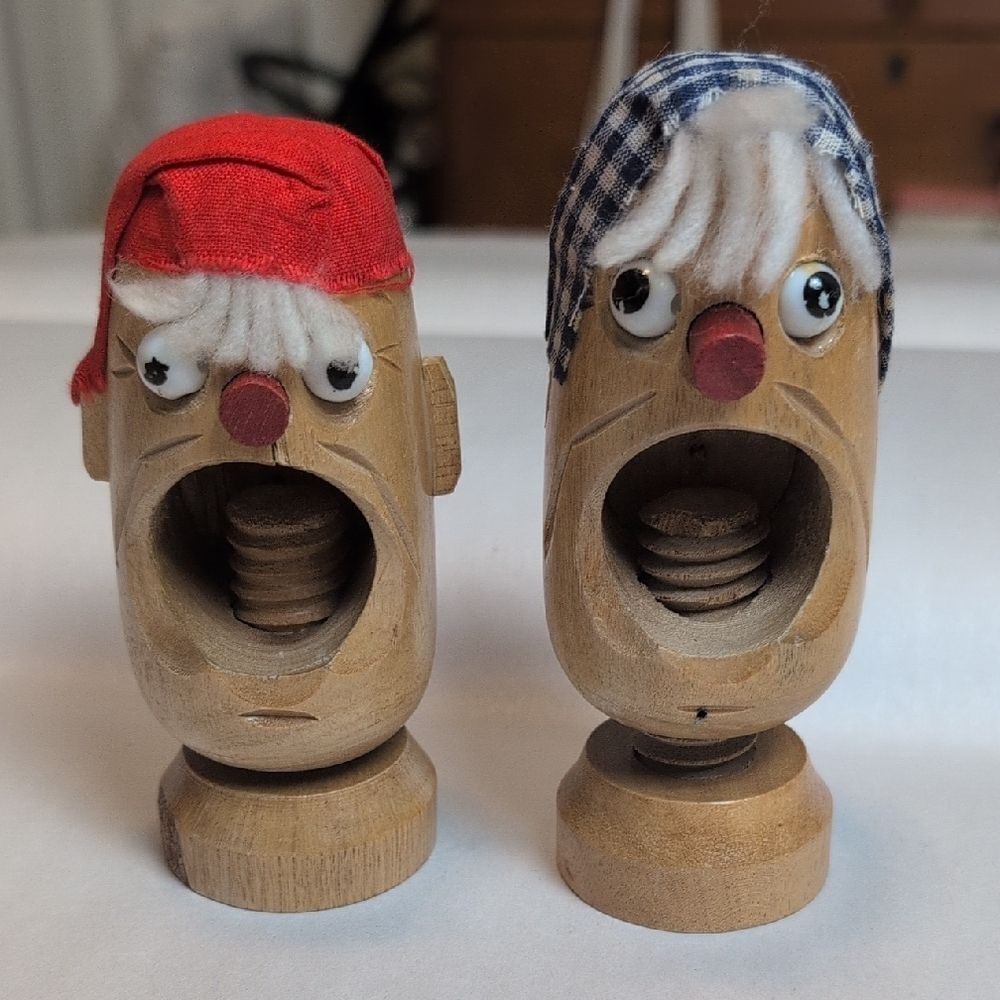 Vintage His NβHer Nut Crackers Hand Carved Wooden Folk Art Figurines